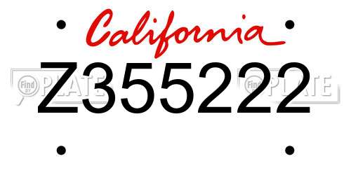 Z355222 California License Plate