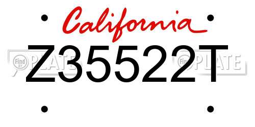 Z35522T California License Plate