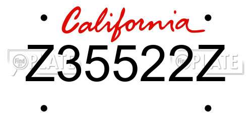 Z35522Z California License Plate