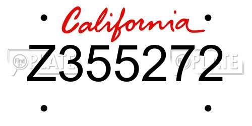 Z355272 California License Plate