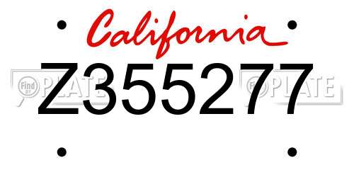 Z355277 California License Plate