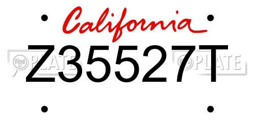 Z35527T California License Plate