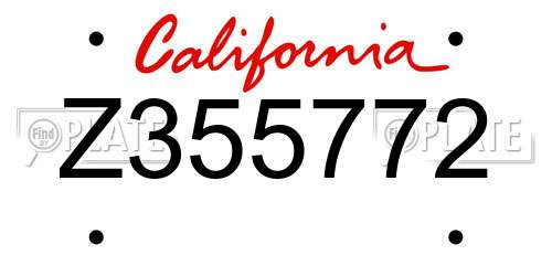 Z355772 California License Plate