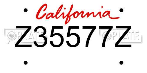 Z35577Z California License Plate