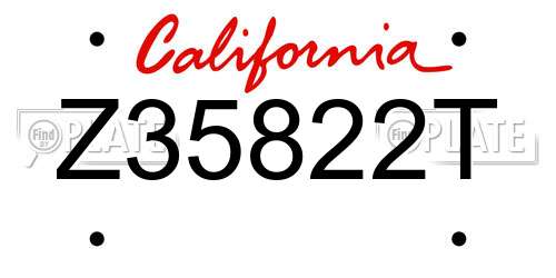 Z35822T California License Plate