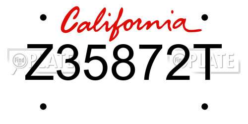 Z35872T California License Plate
