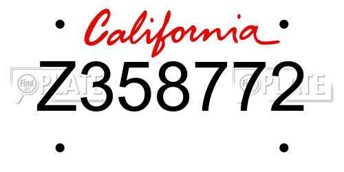 Z358772 California License Plate