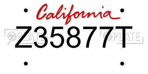 Z35877T California License Plate