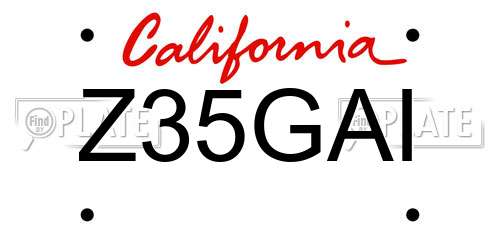 Z35GAI California License Plate