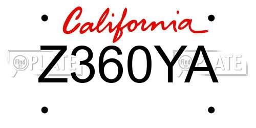 Z360YA California License Plate
