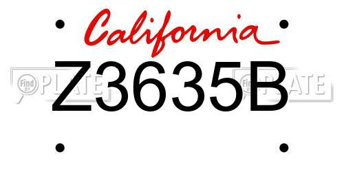 Z3635B California License Plate
