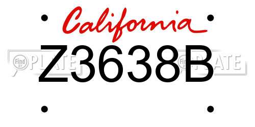 Z3638B California License Plate