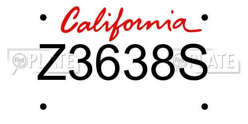 Z3638S California License Plate