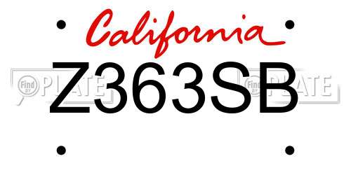Z363SB California License Plate