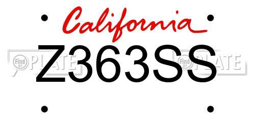 Z363SS California License Plate