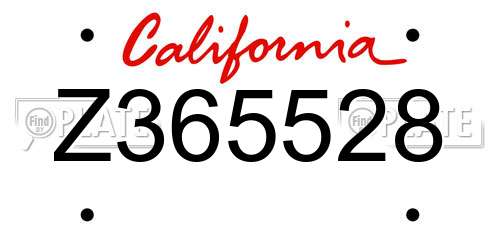 Z365528 California License Plate