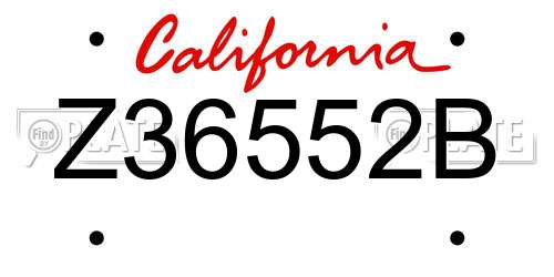 Z36552B California License Plate