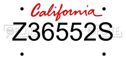 Z36552S California License Plate