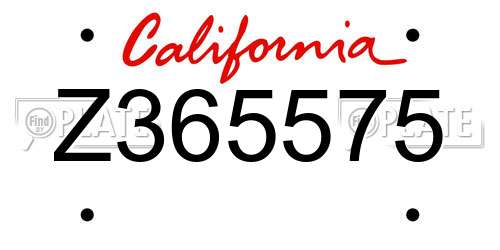 Z365575 California License Plate