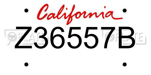 Z36557B California License Plate
