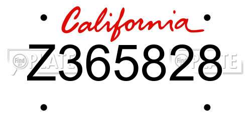 Z365828 California License Plate