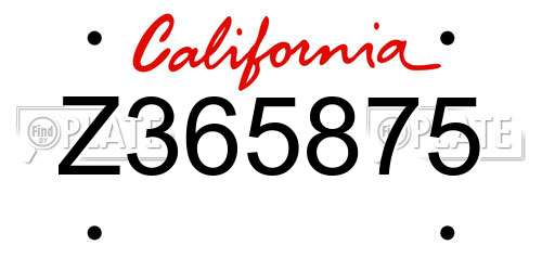 Z365875 California License Plate
