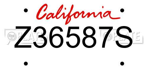 Z36587S California License Plate