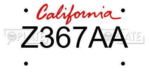 Z367AA California License Plate