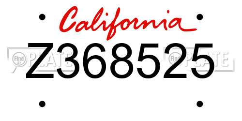 Z368525 California License Plate