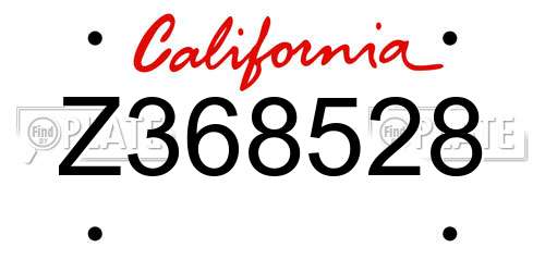 Z368528 California License Plate