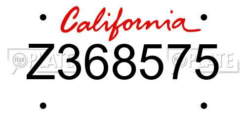 Z368575 California License Plate