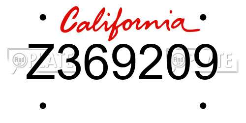 Z369209 California License Plate