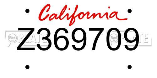 Z369709 California License Plate