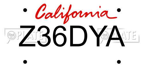 Z36DYA California License Plate