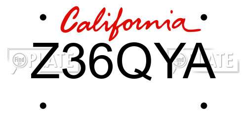 Z36QYA California License Plate