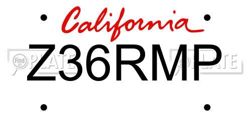 Z36RMP California License Plate