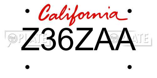 Z36ZAA California License Plate