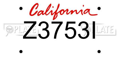 Z3753I California License Plate