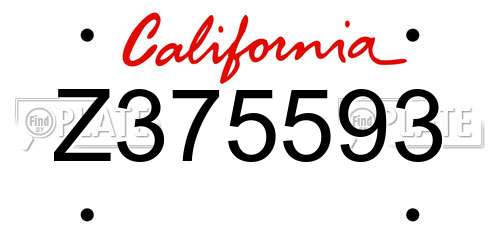Z375593 California License Plate