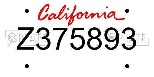 Z375893 California License Plate