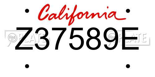 Z37589E California License Plate