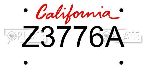 Z3776A California License Plate