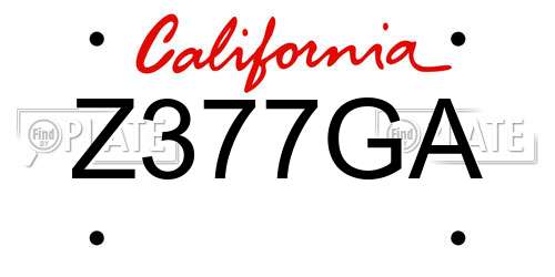 Z377GA California License Plate