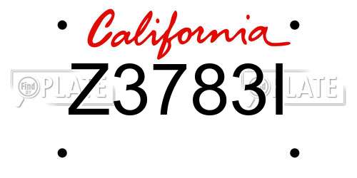 Z3783I California License Plate