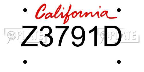 Z3791D California License Plate