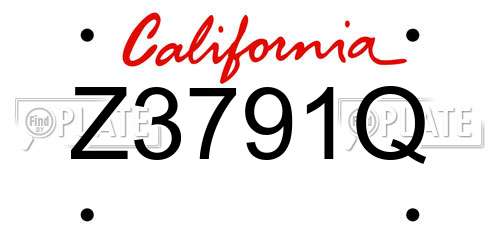 Z3791Q California License Plate