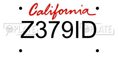 Z379ID California License Plate