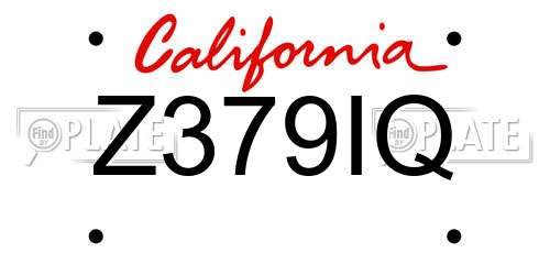 Z379IQ California License Plate