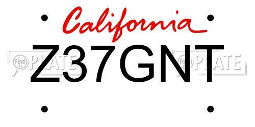 Z37GNT California License Plate