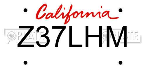 Z37LHM California License Plate
